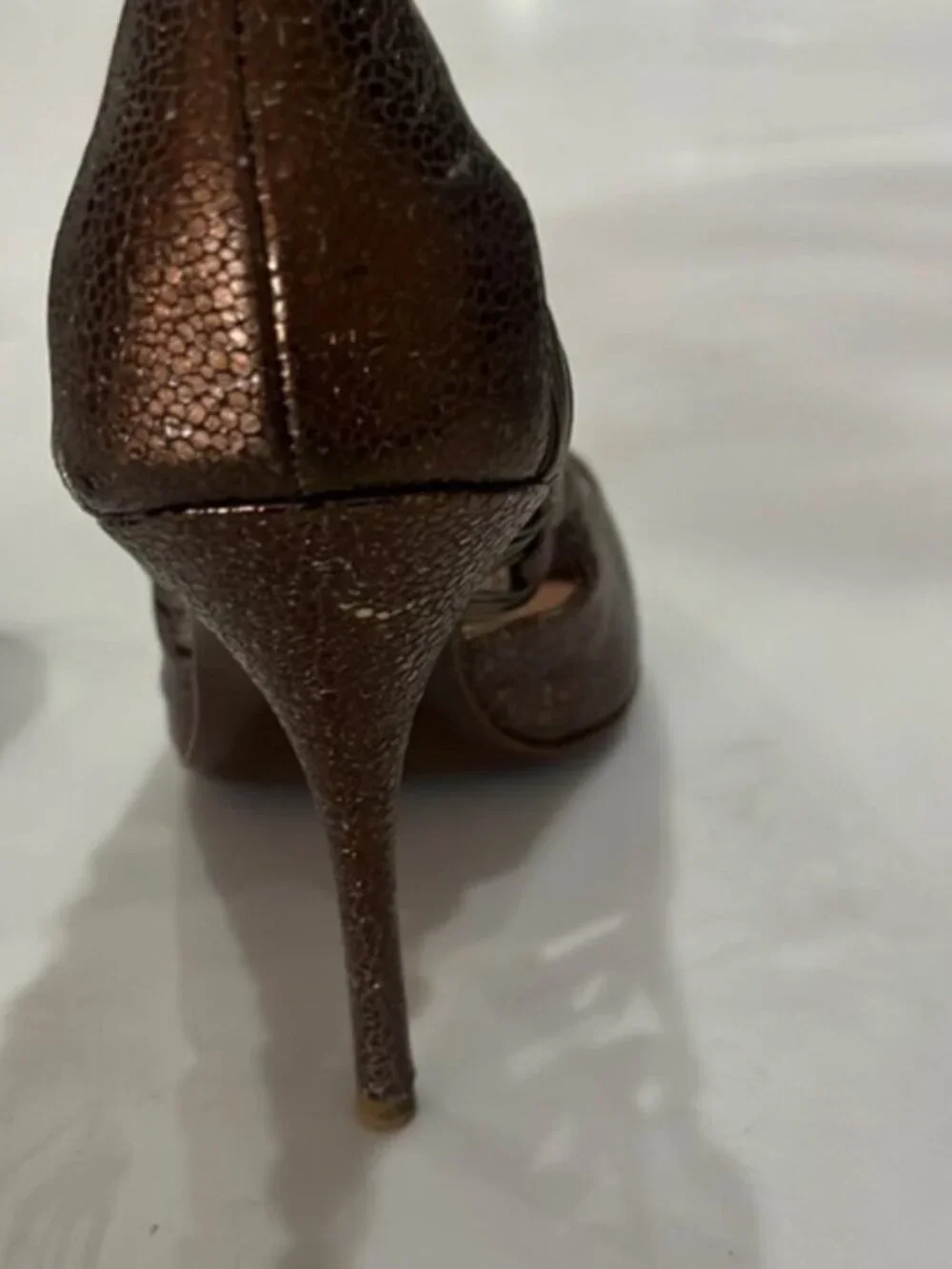 Elie Tahari Bronze Peep-Toe Heels with Stiletto 39.5 Fits 8.5